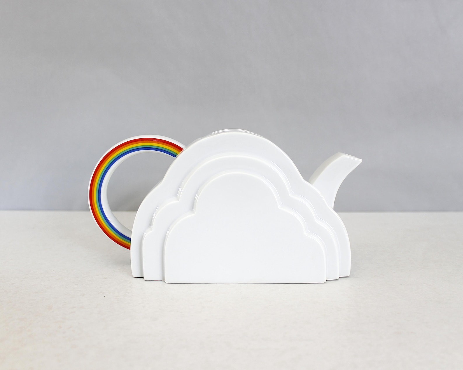 Vintage Rainbow & Cloud Porcelain Teapot Vandor Imports Japan 1970s