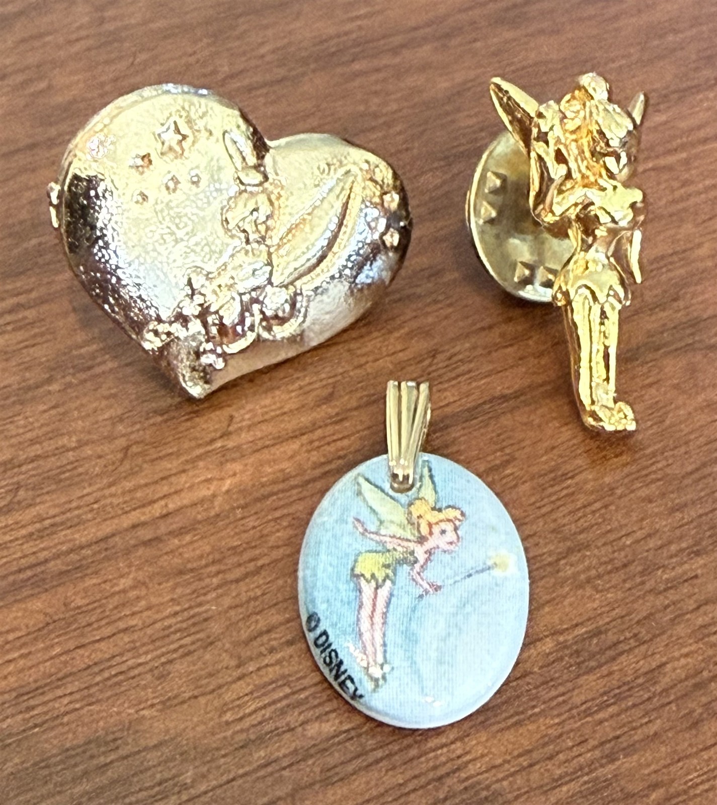Disney TINKER BELL LAPEL PIN, PENDANT & HEART PIN MINT