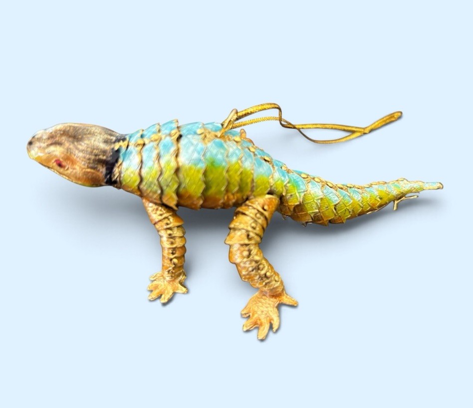 RARE Vintage 5.5” Articulated Gold & Enamel Cliosonne Standing Lizard Cute❤️ RARE Vintage 5.5” Articulated Gold & Enamel Cliosonne Standing Lizard Cute❤️