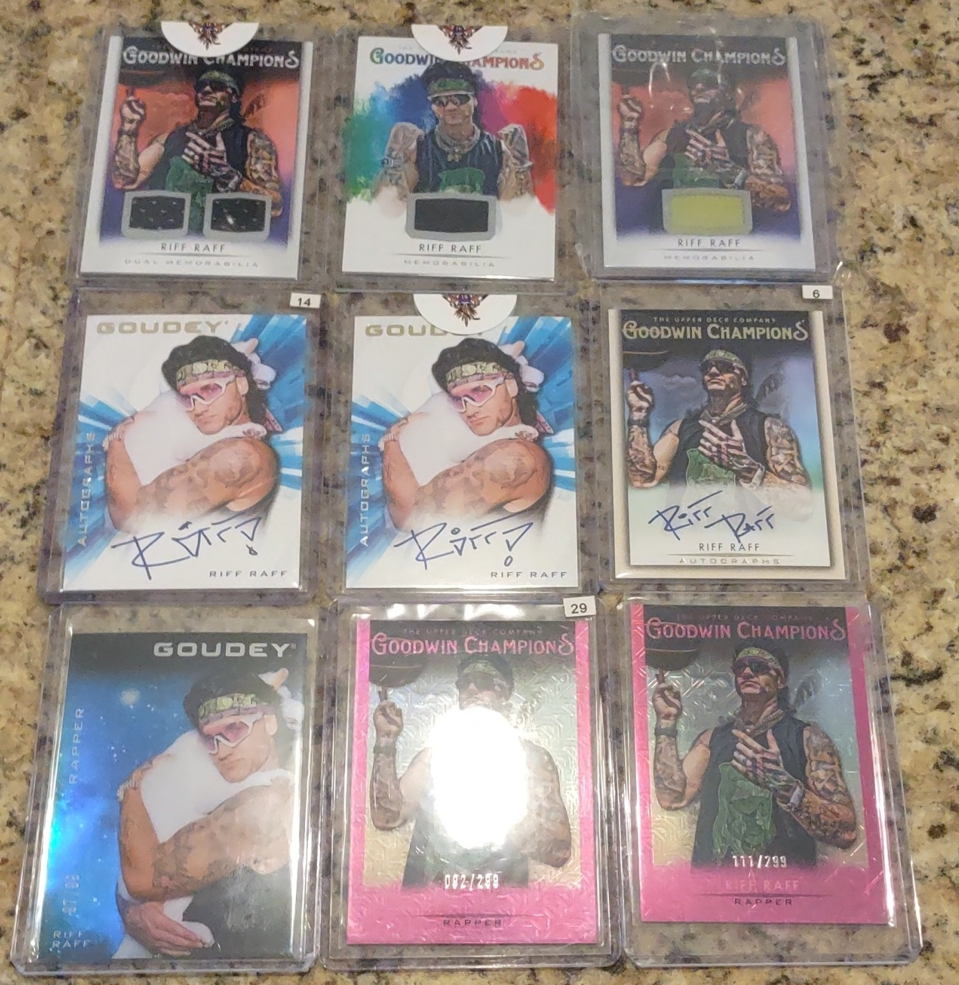 Upper Deck 2016 Goodwin Champions/Goudey Riff Raff 9-Card Lot Auto Mem SN