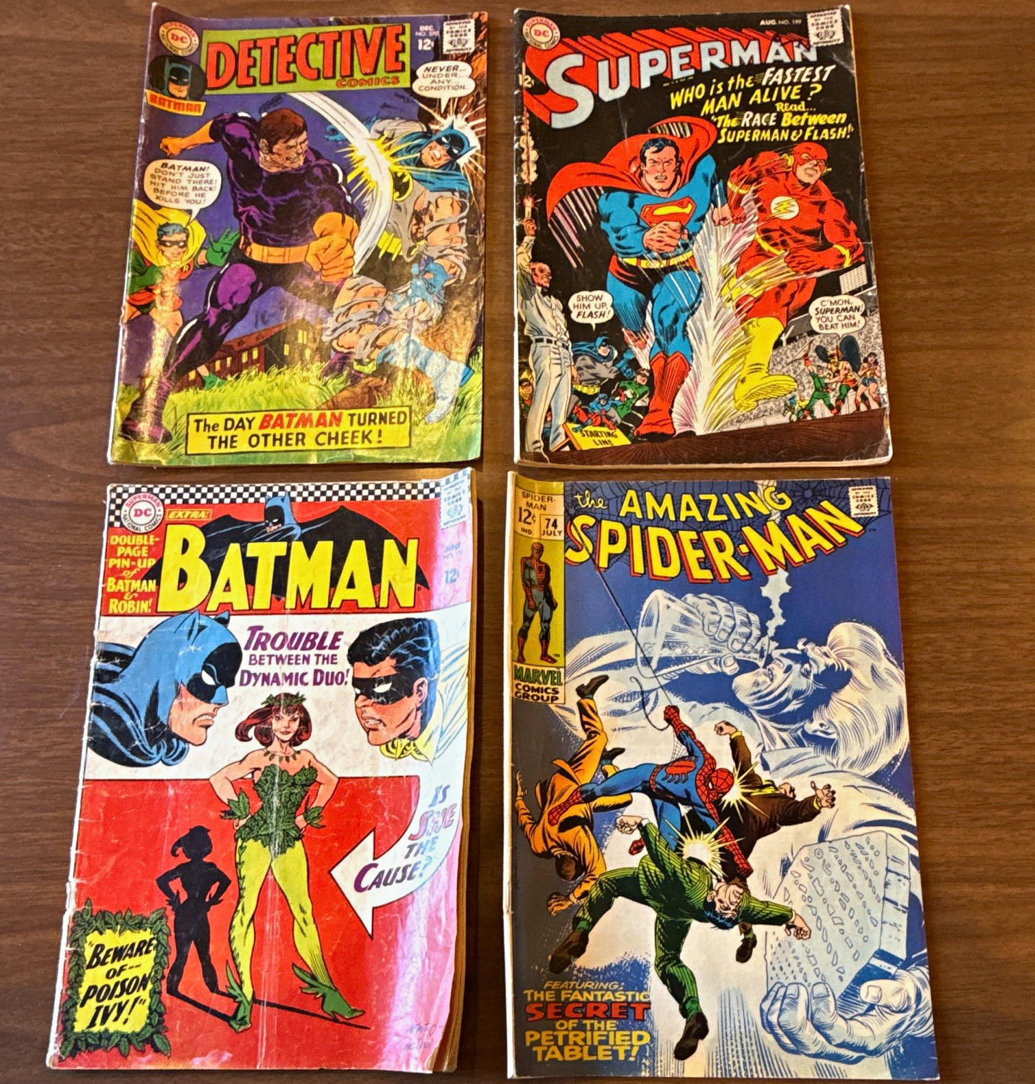 DC Marvel Lot Batman 181 1st Poison Ivy Superman 199 Spiderman 74 Detective 370 DC Marvel Lot Batman 181 1st Poison Ivy Superman 199 Spiderman 74 Detective 370
