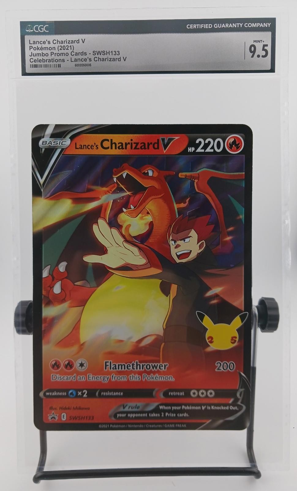 CGC Mint+ 9.5 Lance's Charizard V Pokémon (2021) Jumbo Promo Cards- SwSh133