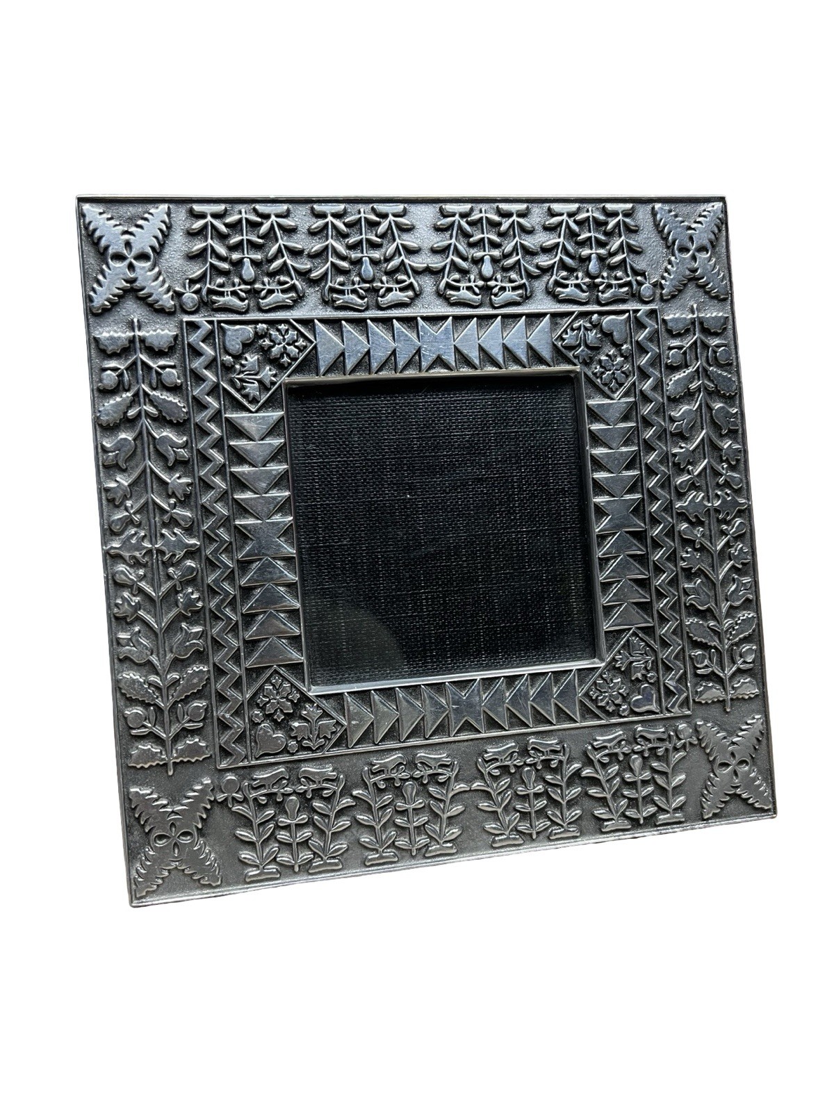Folk Art Silver Tone Metal Picture Photo Frame Museum American Collection 4