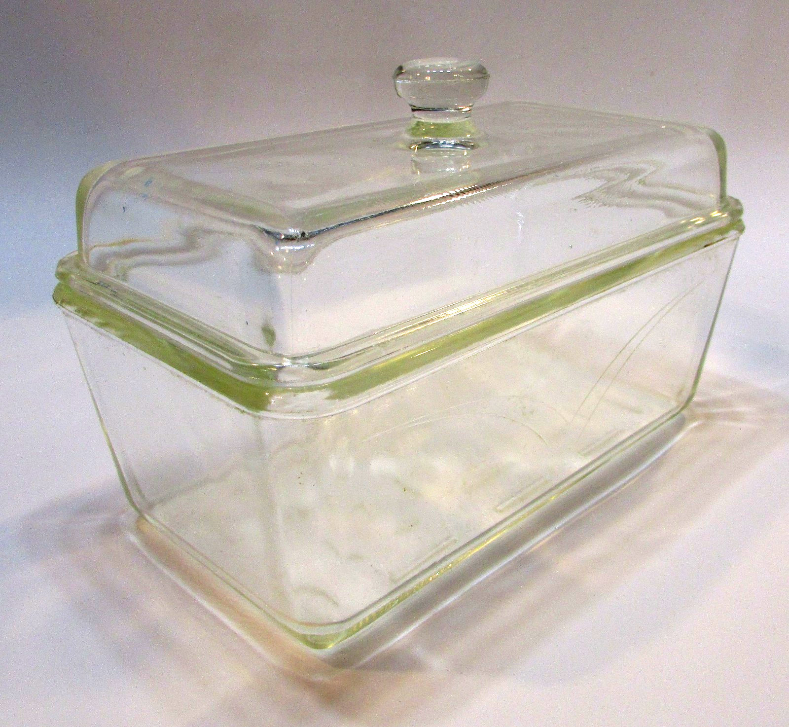 Old 1930’s Westinghouse Clear Glass Refrigerator Dish Oven Bake Casserole w Lid