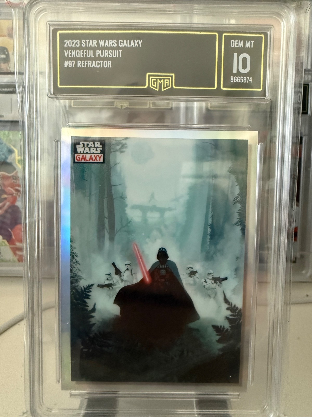 Darth Vader 2023 Topps Star Wars Galaxy Vengeful Pursuit #97 Refractor GMA 10