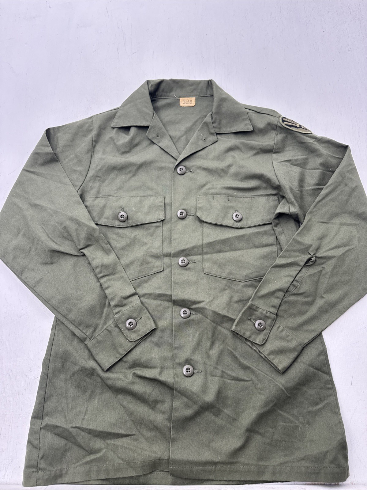 Military Shirt Utility Dura Press 0G-507 Sz 14.5 X 31 Small 1970’s