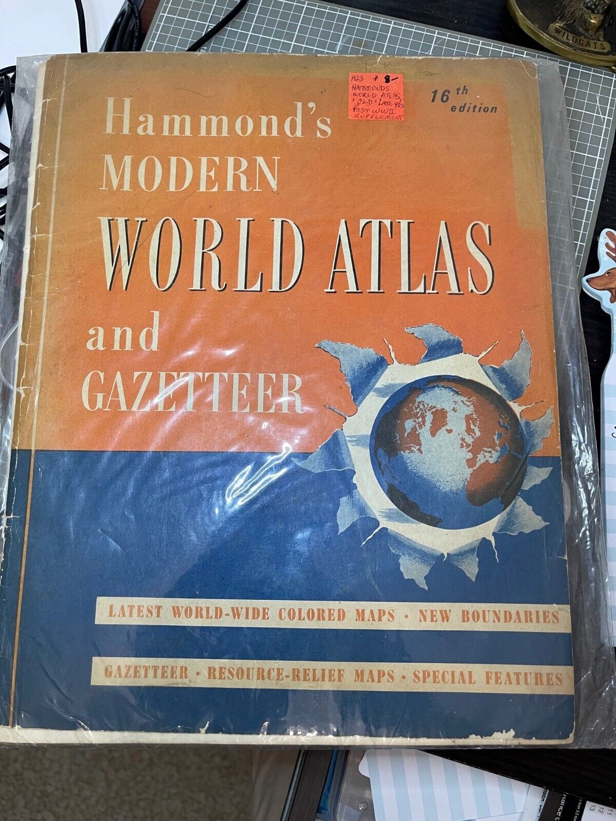 Vintage 1949 Hammond\'s Modern World Atlas and Gazetteer 16th Edition