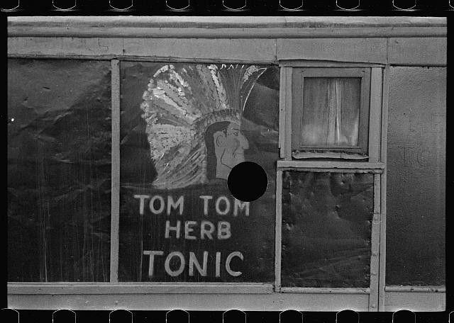 Photo:Belle Glade Florida 1937 Tom Tom Herb Tonic Window Sign FSA