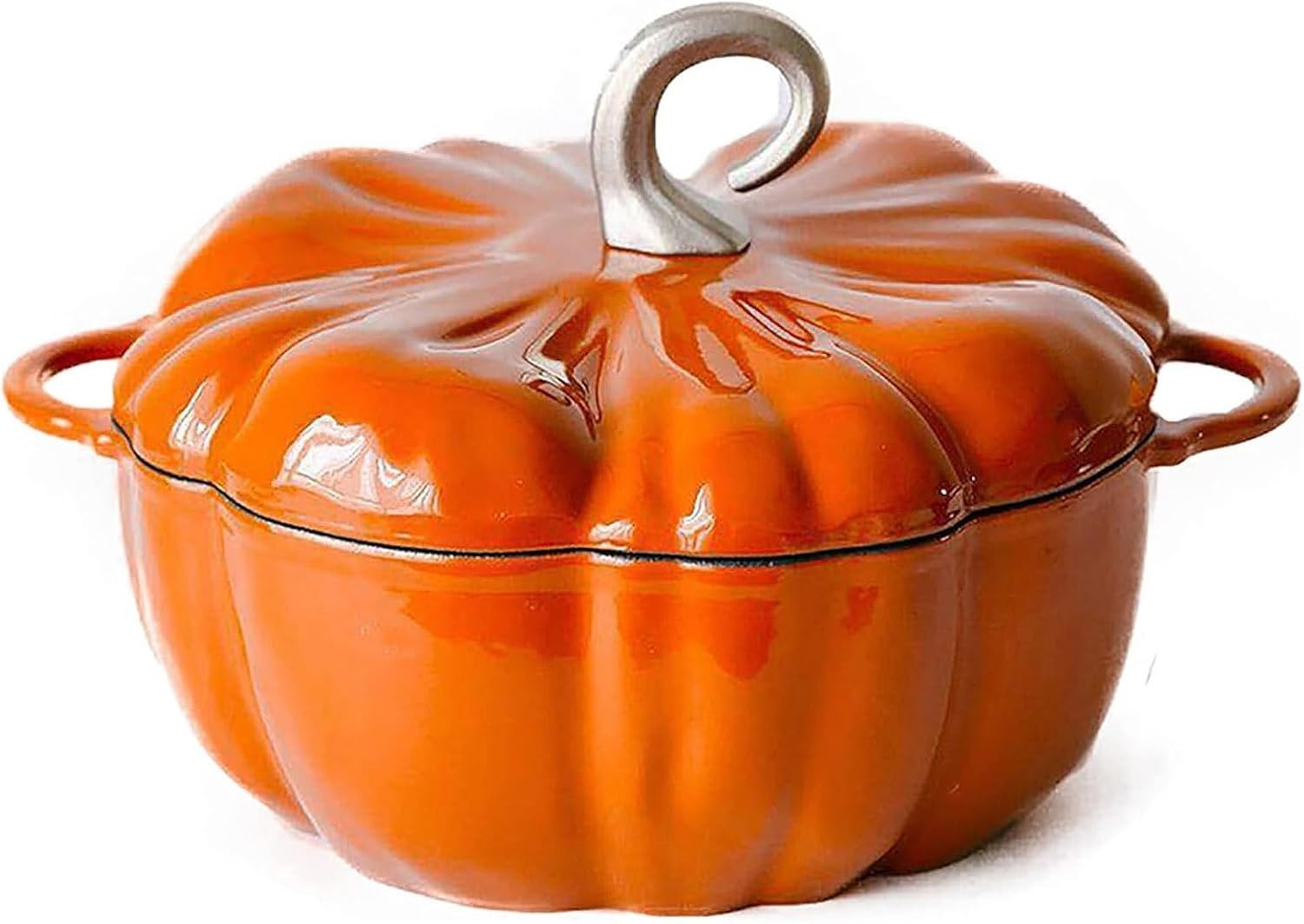 4QT Pumpkin Cast Iron Dutch Oven 3.7L Enamel Cooking Pot with Lid Soup Stew 4QT Pumpkin Cast Iron Dutch Oven 3.7L Enamel Cooking Pot with Lid Soup Stew