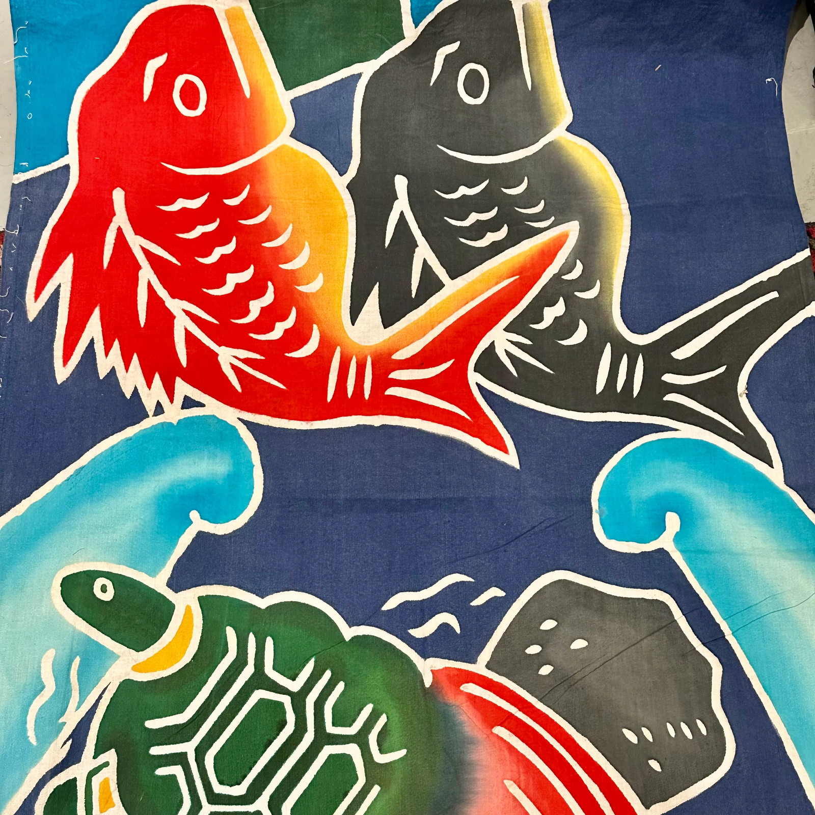 Antique Japanese Festival Banner w/ Koi Turtle Crane Shochikubai 12' Antique Japanese Festival Banner w/ Koi Turtle Crane Shochikubai 12'