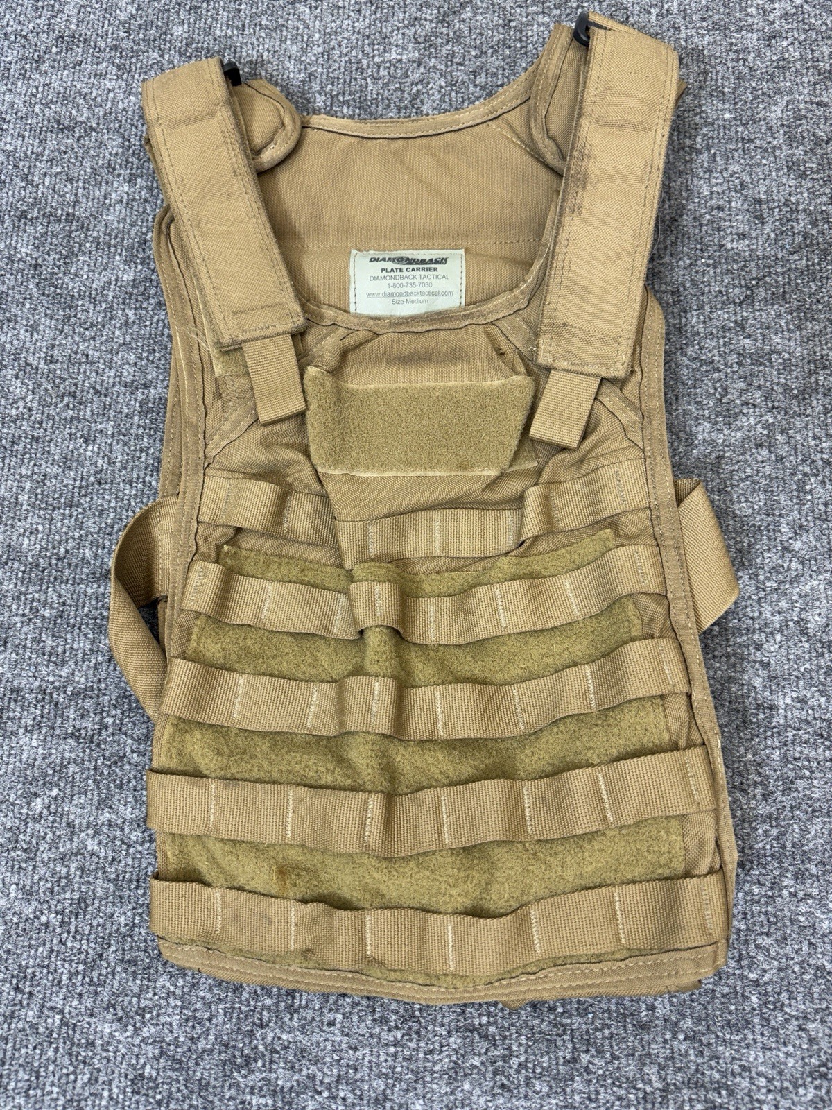 DiamondBack Tactical Tan  Plate Carrier Vest Size Medium M