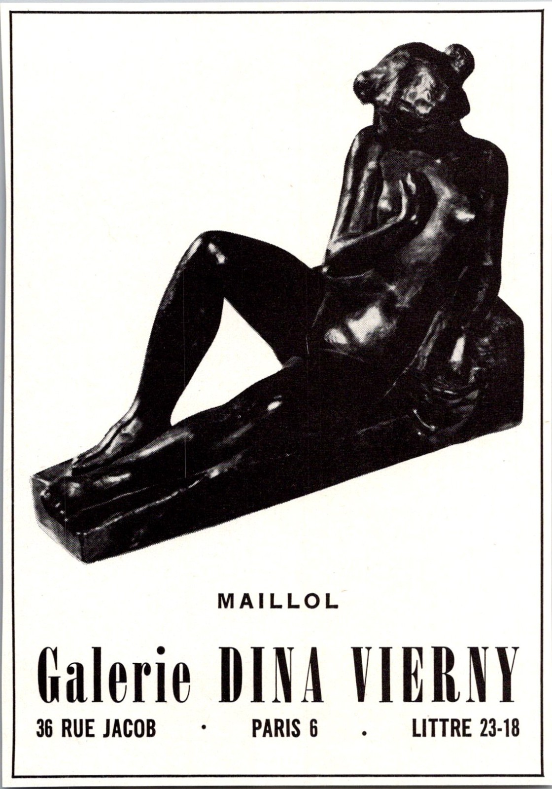 Maillol Galerie Dina Vierny 36 Rue Jacob Paris 1968 Ad 4AK8-M8