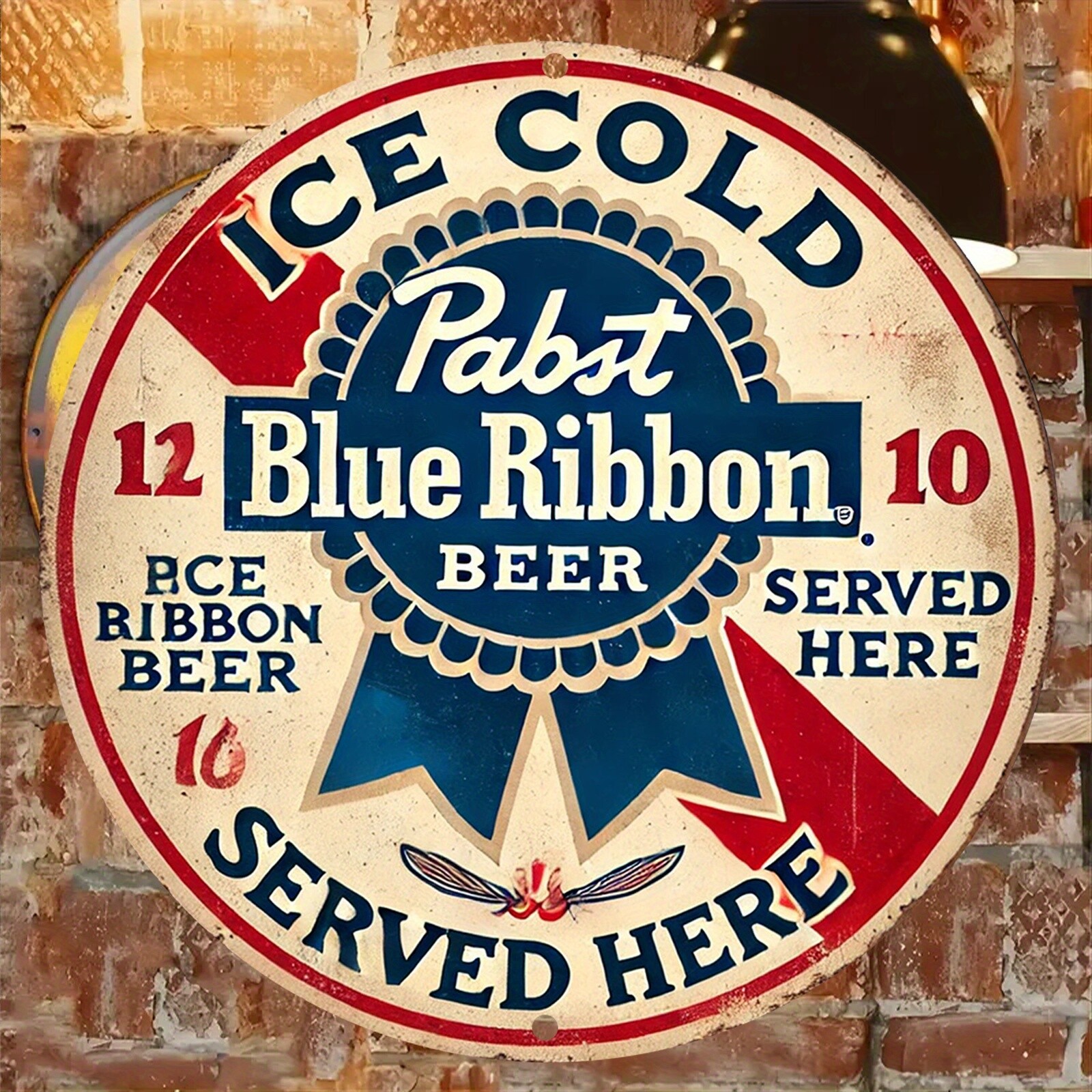2D Flat - 1pc Vintage Pabst Blue Ribbon Beer Metal Sign 8x8 Inches 2D Flat with 2D Flat - 1pc Vintage Pabst Blue Ribbon Beer Metal Sign 8x8 Inches 2D Flat with