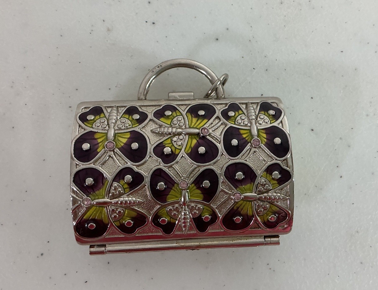 Neiman Marcus Butterfly Metal Purse Pill Trinket Box Judith Leiber Designer
