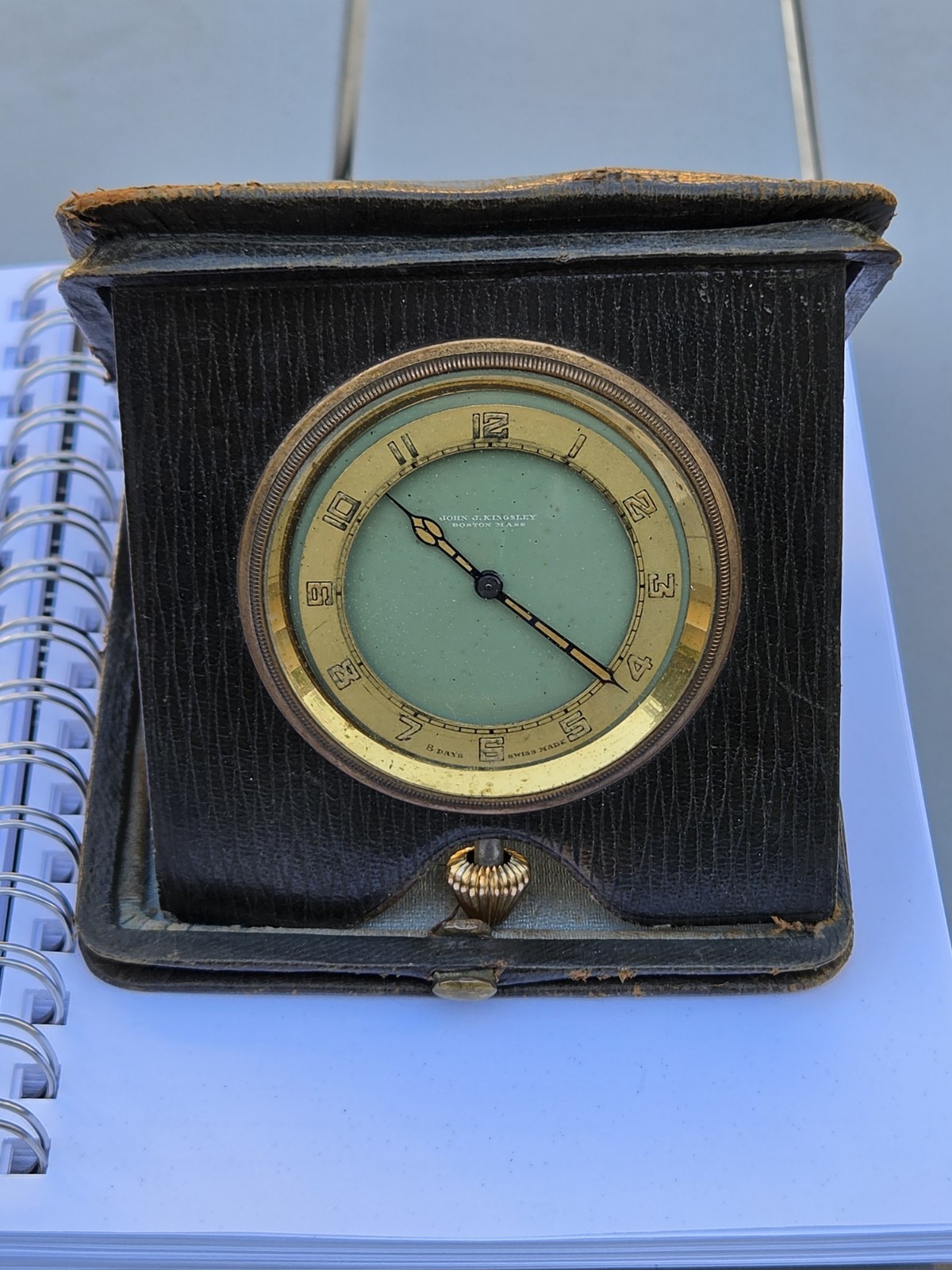Antique 1920s EBEL 8 Day Travel Clock John J Kingsley Boston French Case, Repair