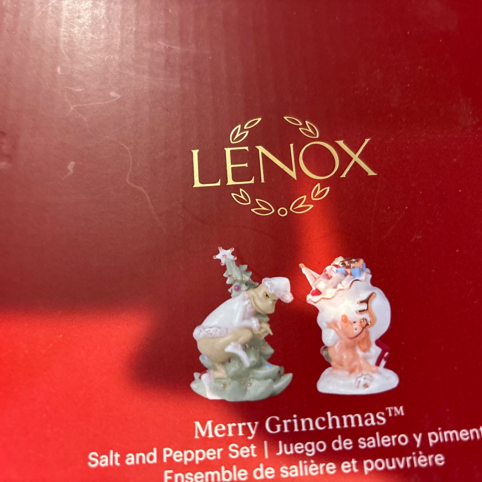 Lenox Merry Grinchmas Grinch Porcelain Salt & Pepper Set  4 inch NEW in Box