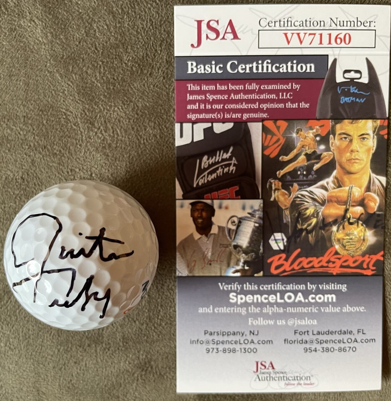 Justin Timberlake autographed signed autograph Srixon golf ball (JSA COA) *NSYNC Justin Timberlake autographed signed autograph Srixon golf ball (JSA COA) *NSYNC