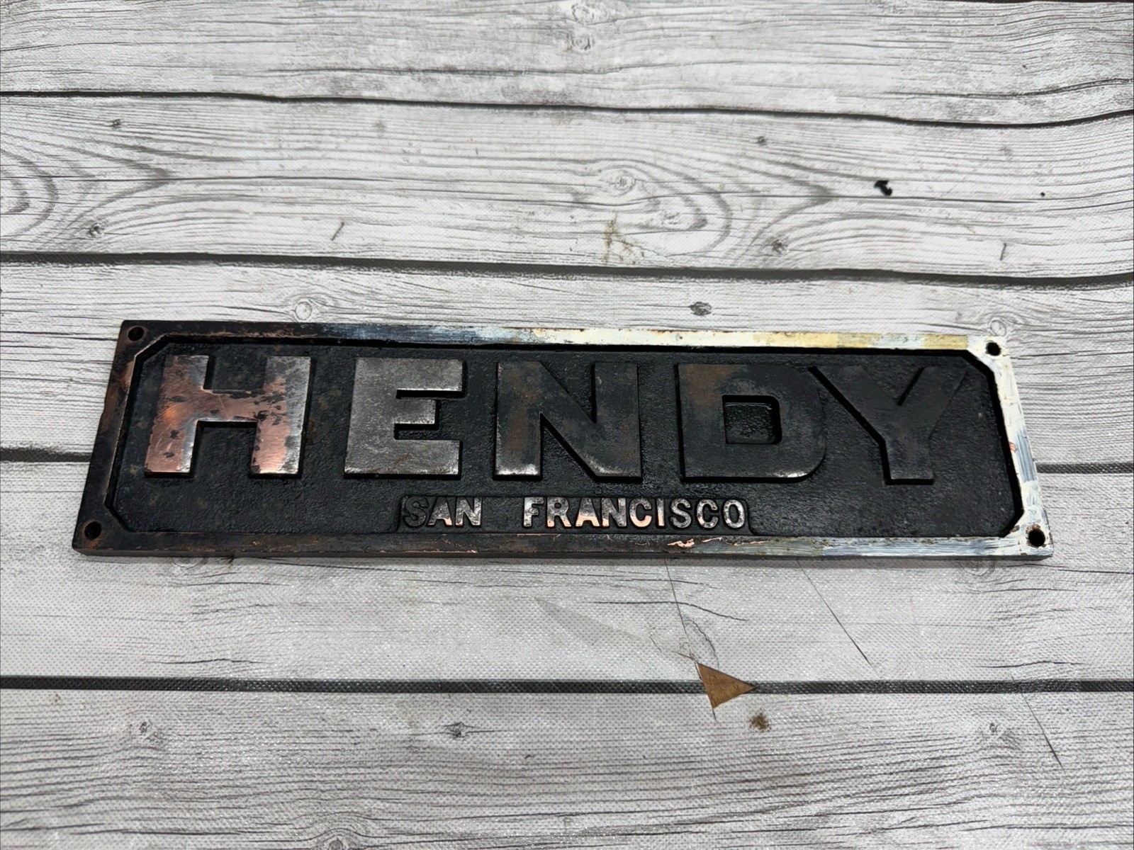 Joshua Hendy Iron Works San Francisco Cast Iron Nameplate Mining Sign Pre-1906
