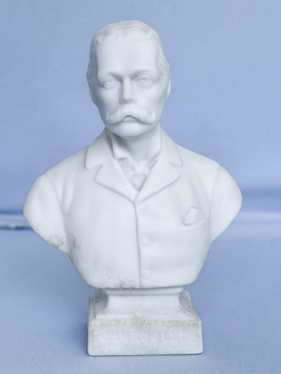 Rare 19th C Antique Bisque Porcelain Randolph Churchill Bust by Turner & Wood Rare 19th C Antique Bisque Porcelain Randolph Churchill Bust by Turner & Wood