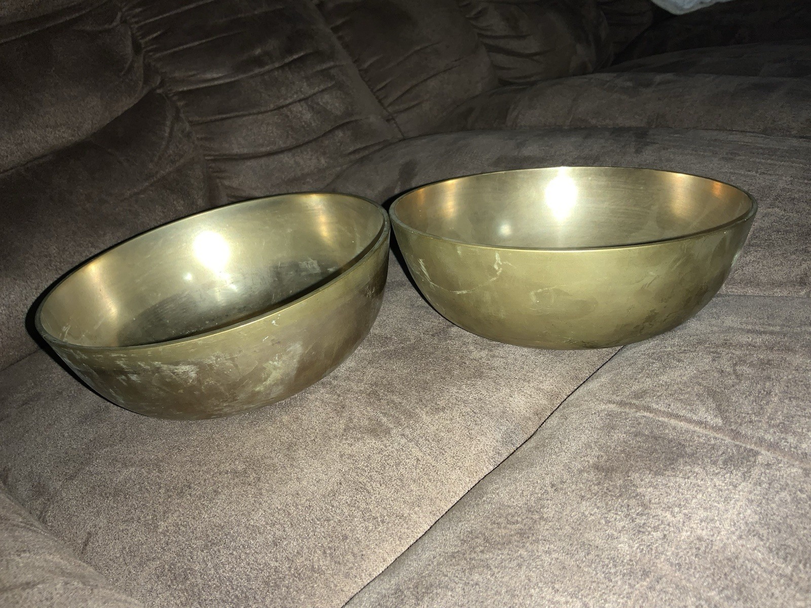 2 Vintage Smooth Turned Brass Bowl 6 1/2” x 2 1/4\