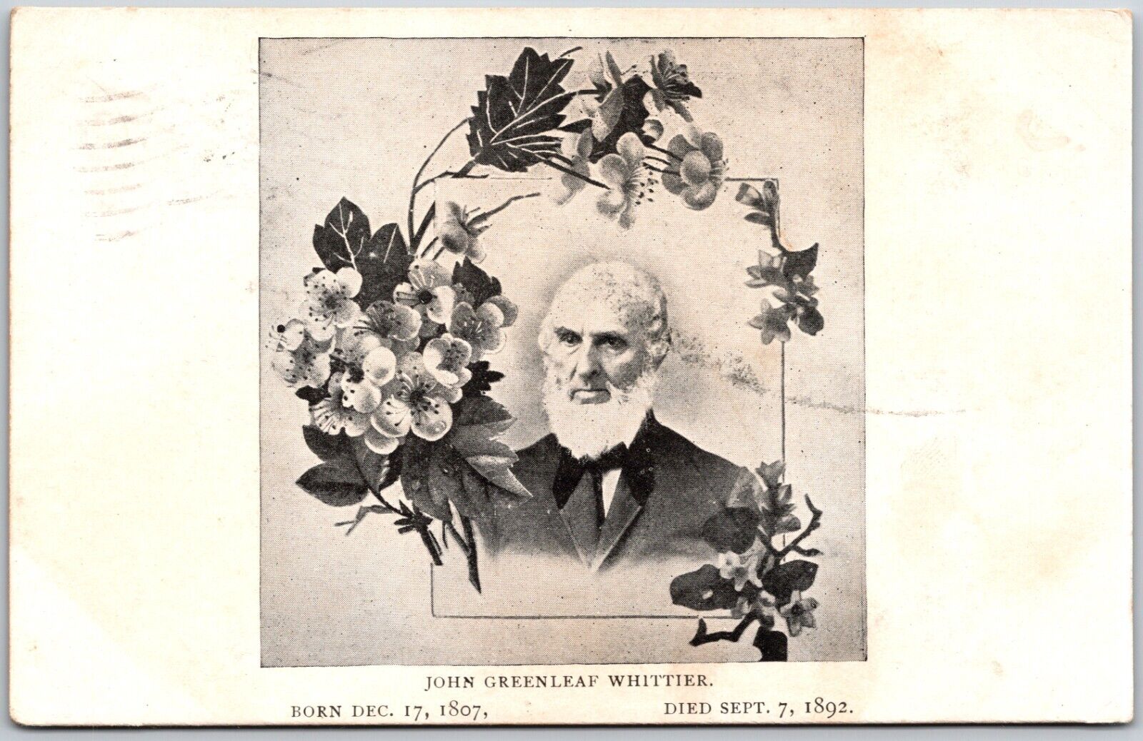 John Greenleaf Whittier, American Poet,  Born 1807, Died 1892 - Postcard
