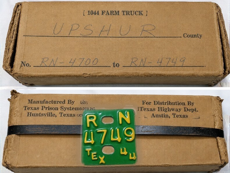 Mint 1944 TEXAS LICENSE PLATE TAB TX WWII WW2-- COMPLETE ORIGINAL BOX OF 50