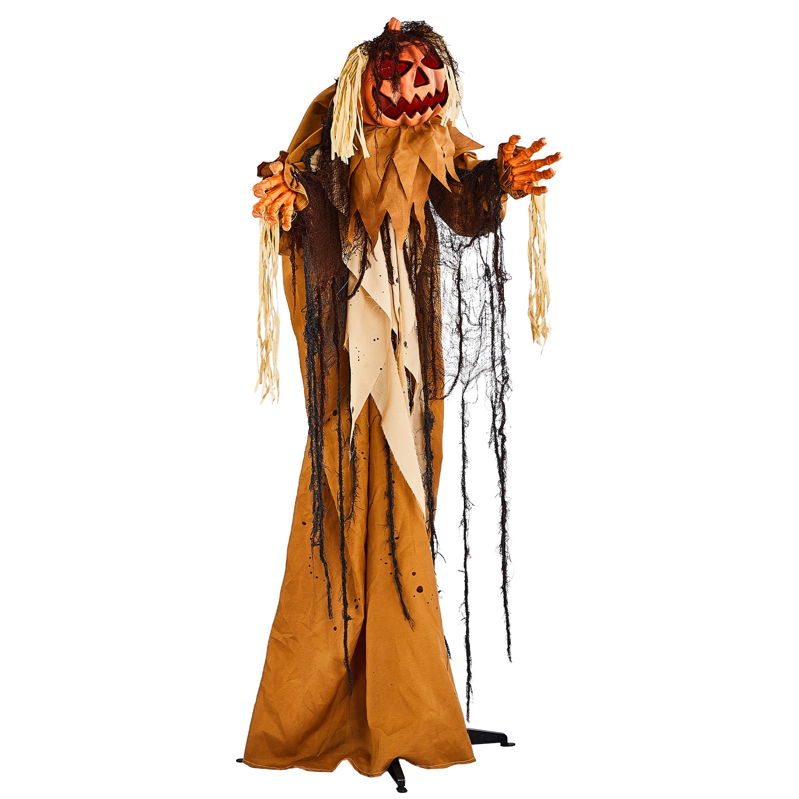 5.5ft Halloween Pumpkin Man Decoration with Red Glowing Head, Sound-Activated 5.5ft Halloween Pumpkin Man Decoration with Red Glowing Head, Sound-Activated