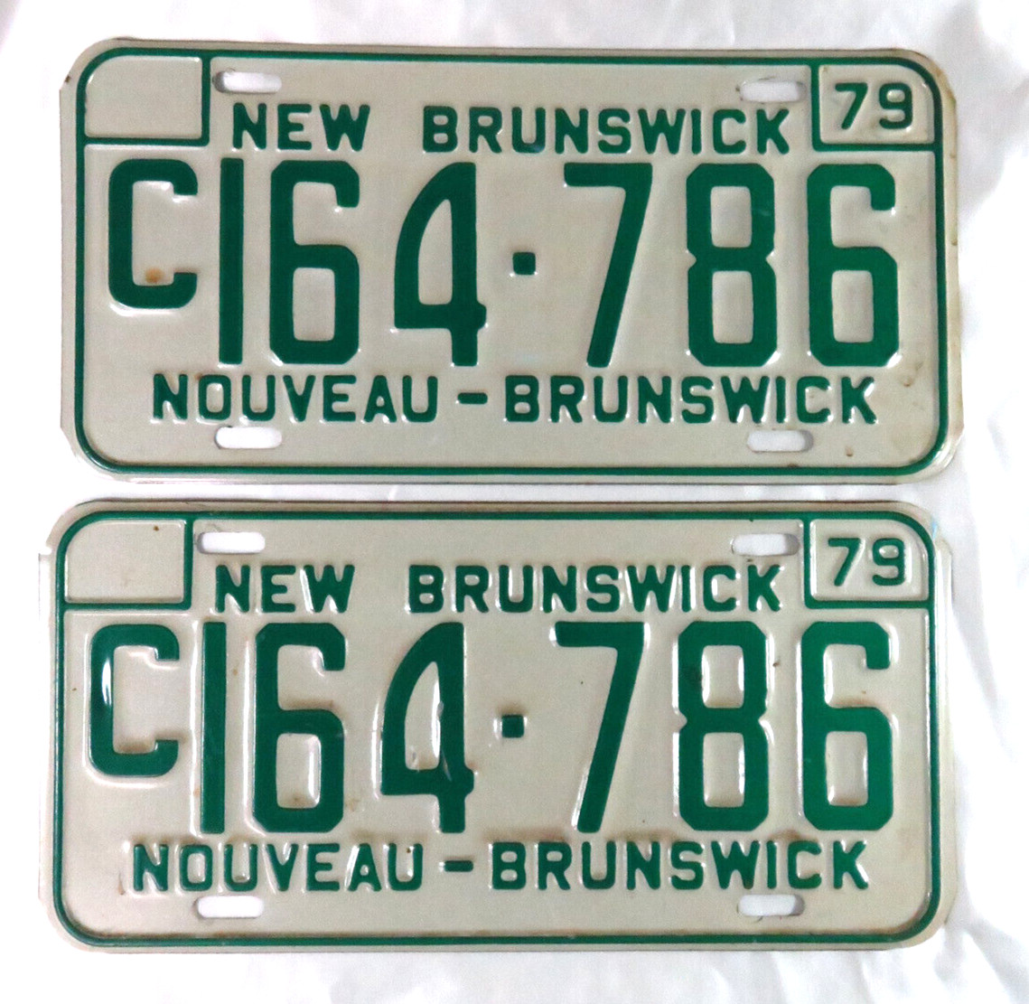 New Brunswick 1979 COMMERCIAL License Plate PAIR - NICE QUALITY # C 164-786