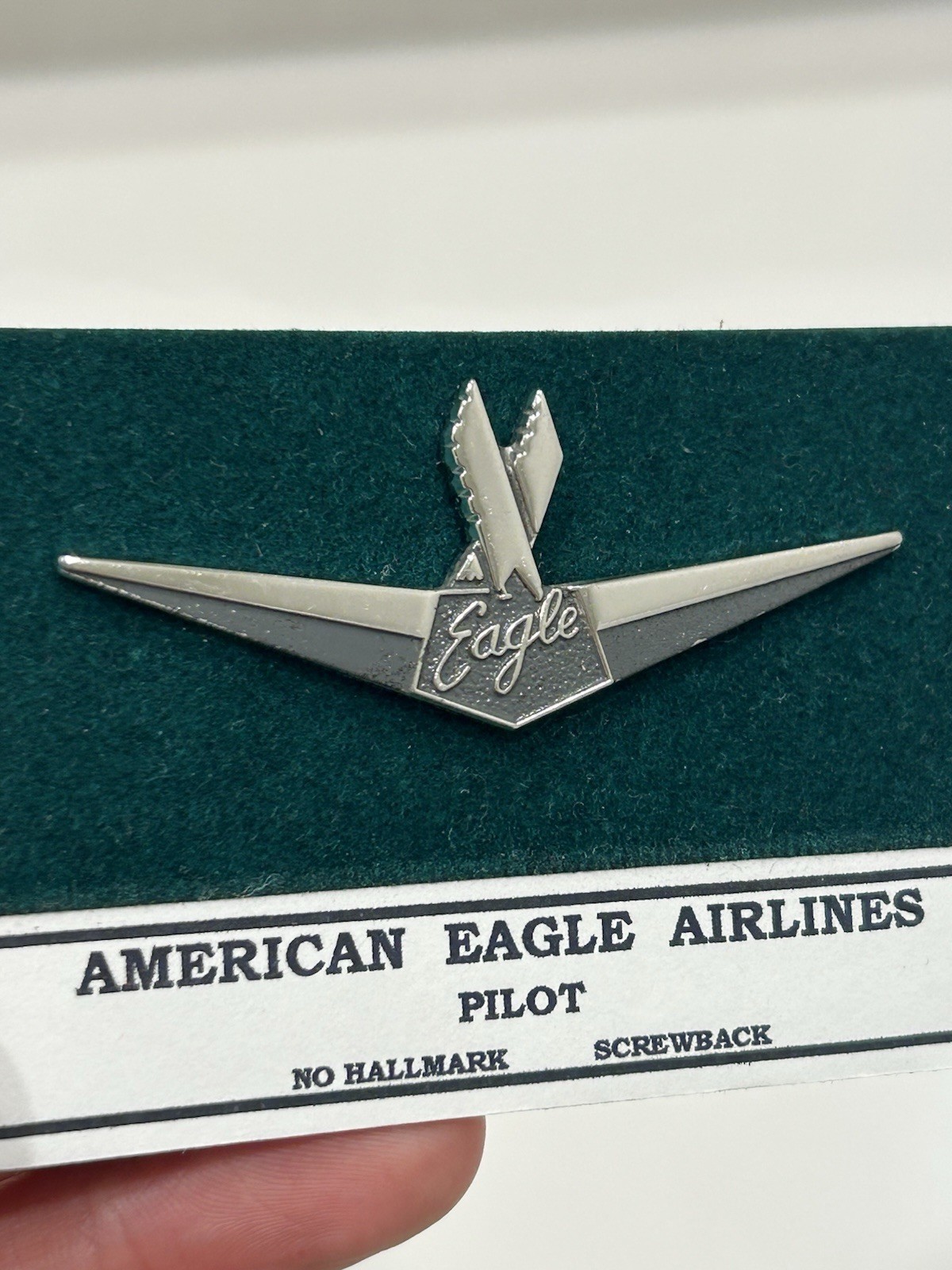 Vintage American Eagle Airlines Pilot Wings Pin Screwback Regional Badge 3\