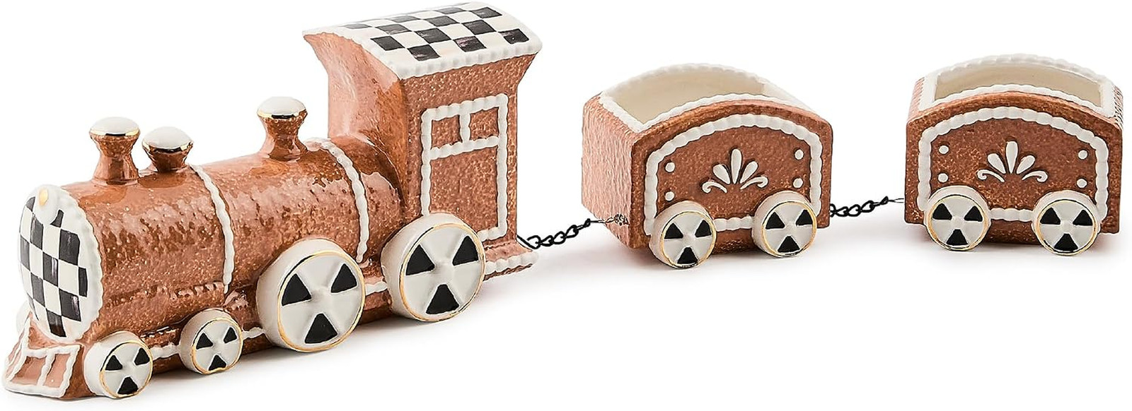 MACKENZIE-CHILDS Ceramic Train, Indoor Holiday and Christmas Decorations, Ginger MACKENZIE-CHILDS Ceramic Train, Indoor Holiday and Christmas Decorations, Ginger