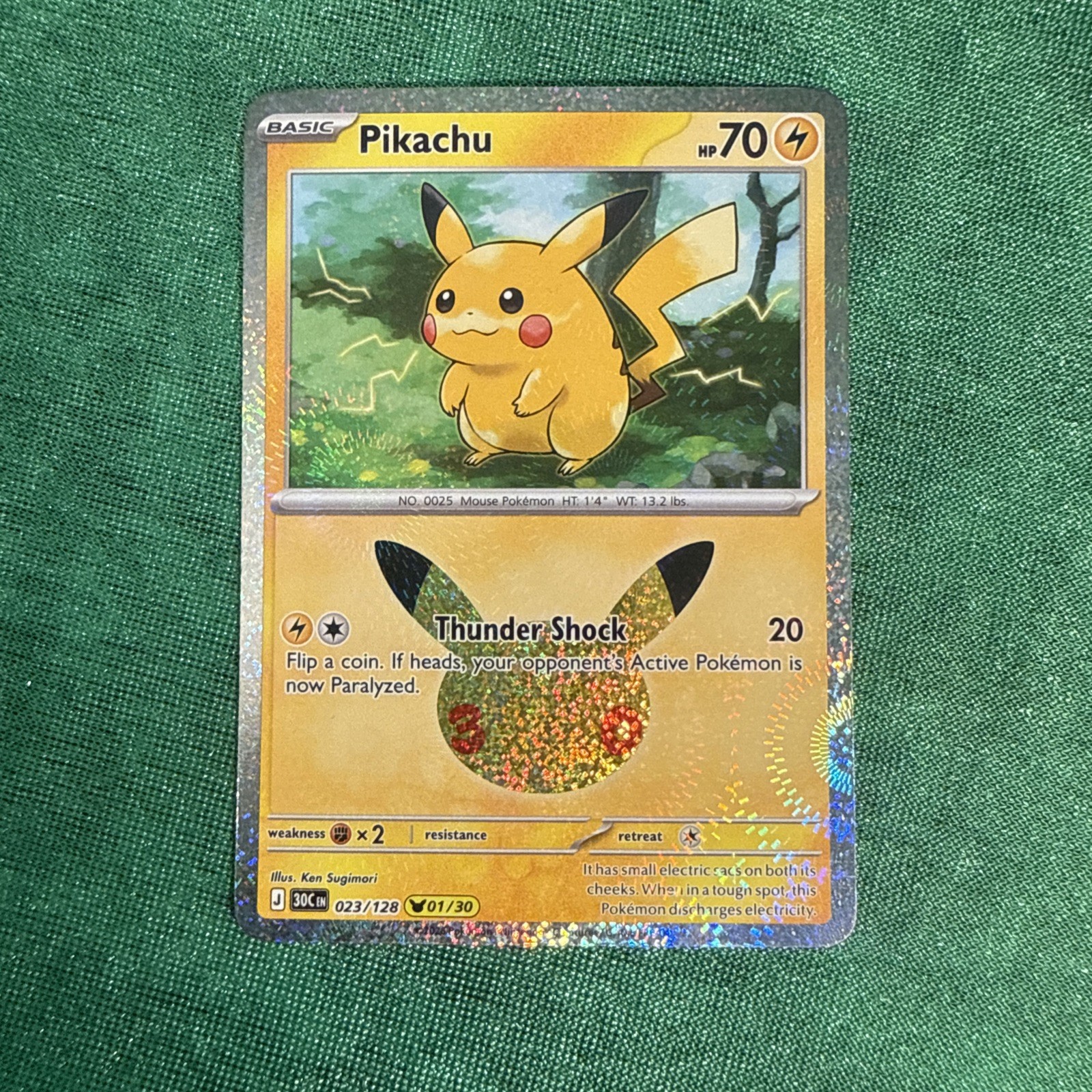 Pikachu 023/128 Holo Rare 30th Celebration Pokemon TCG NM/M 