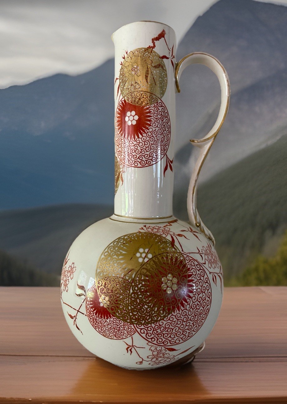 VERY RARE 19C ANTIQUE ROYAL DOULTON  VASE JAPANESE IMARI  VASE 10.5