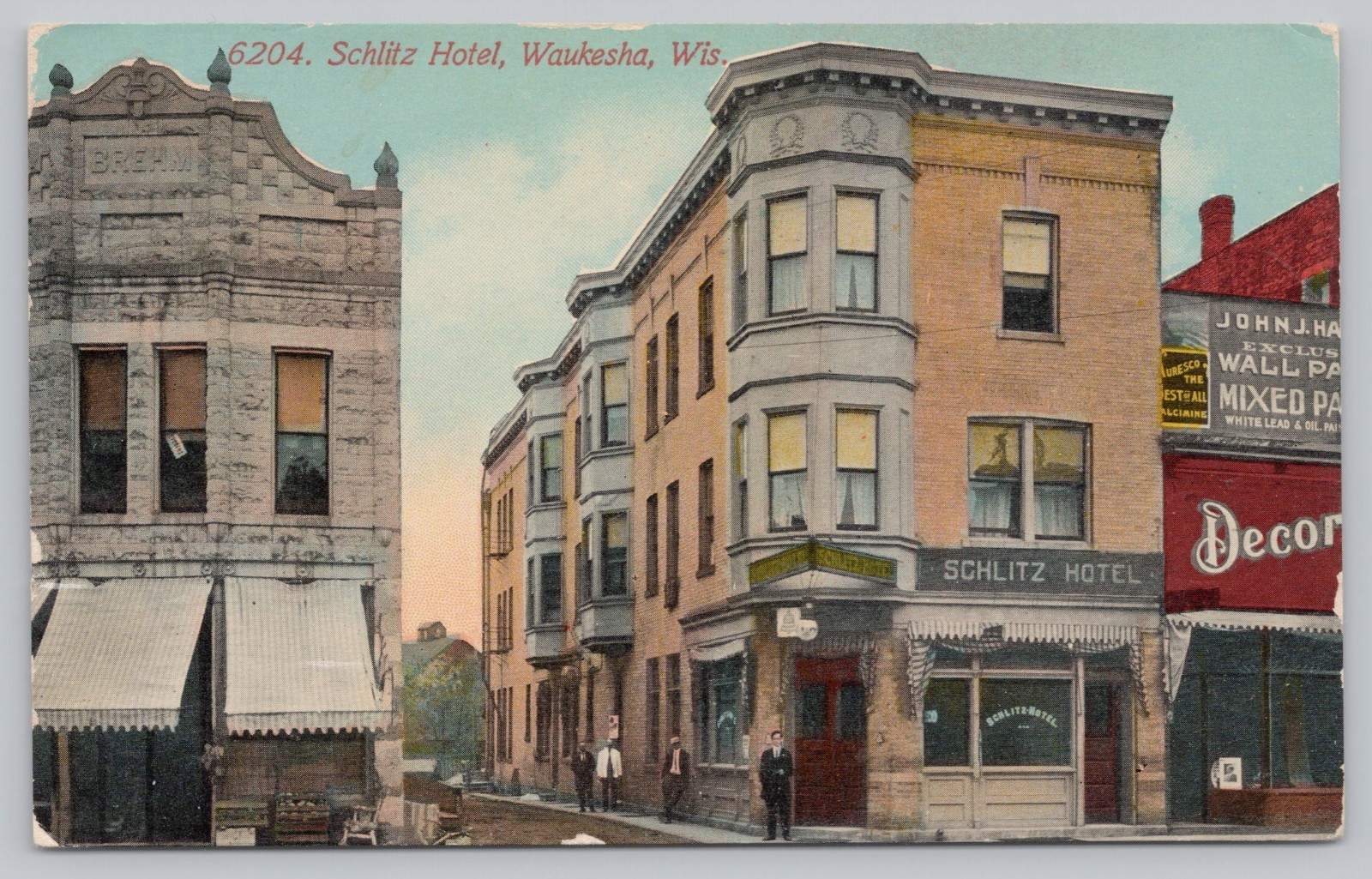 Schlitz Hotel, Waukesha WI Wisconsin Postcard 1914 Divided Back Schlitz Hotel, Waukesha WI Wisconsin Postcard 1914 Divided Back