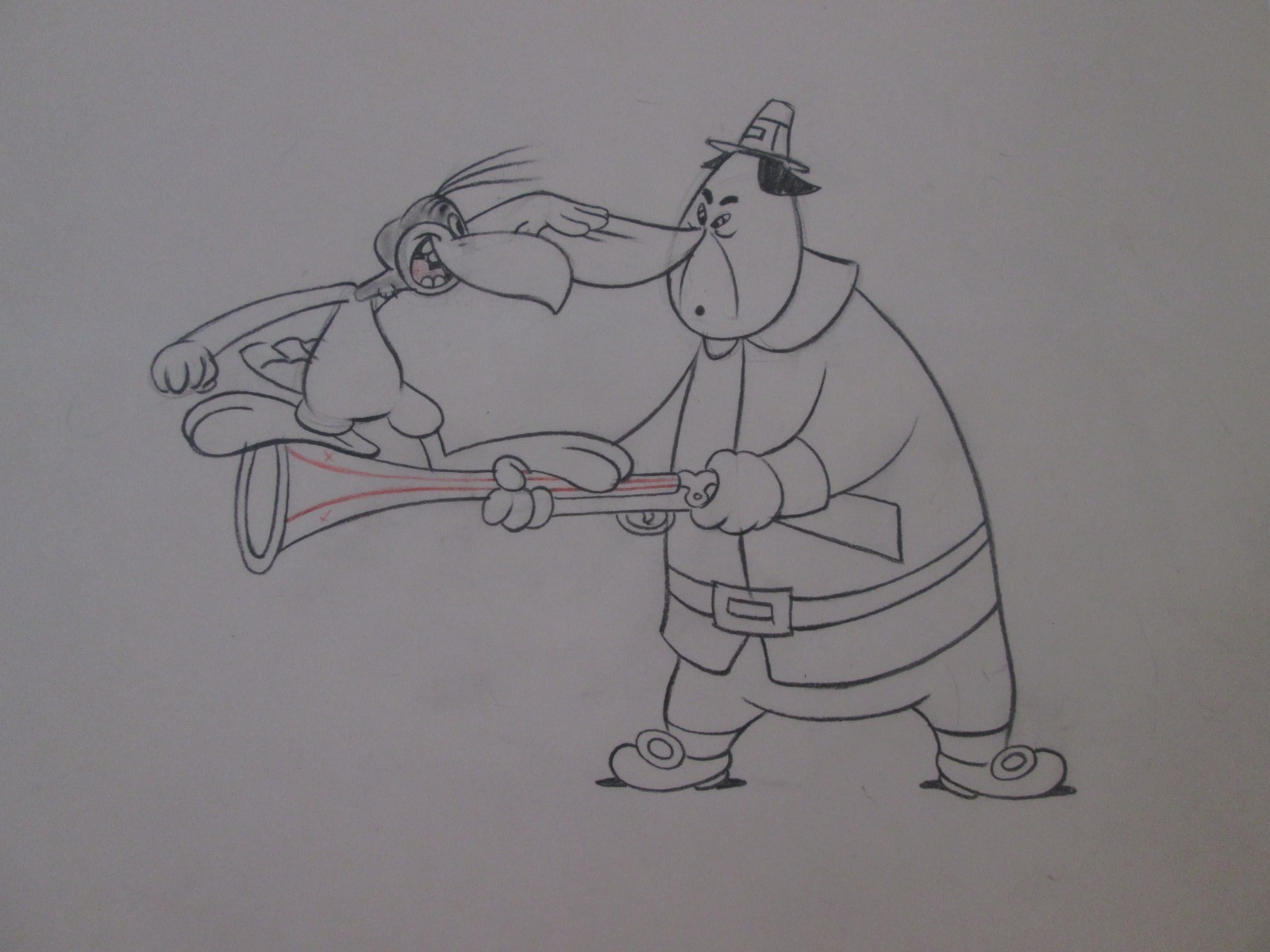 MGM Tex Avery 1945 Production Drawing Jerky Turkey and Pilgrim cel 80 years old