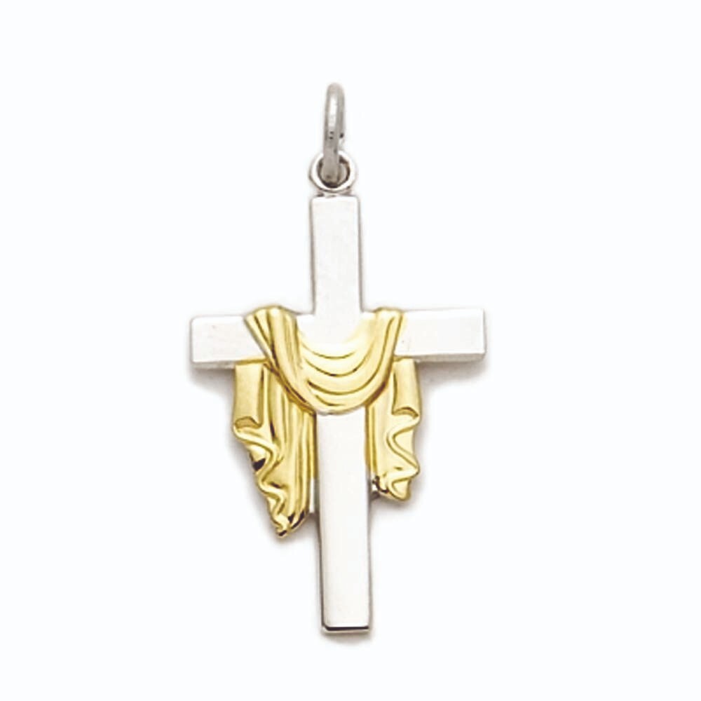 Ladies 925 Sterling Silver Robe Draped Cross Christian Pendant Necklace