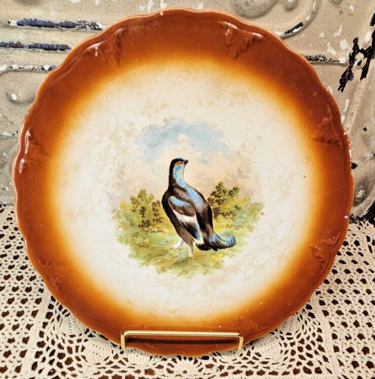 Antique Petrus Regout & Co Maastricht 9” Plate Game Bird Made in Holland (read)