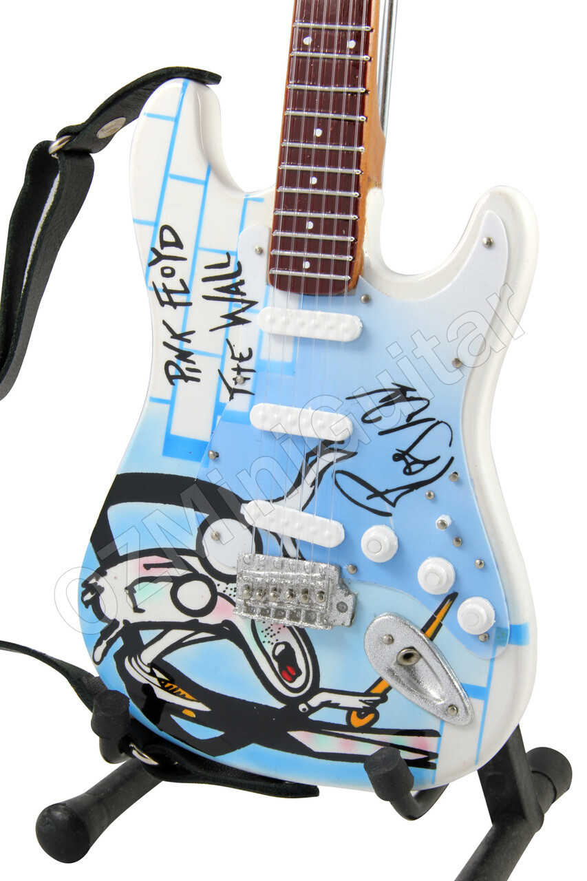 Miniature Guitar Art Series PINK FLOYD The Wall White & Strap