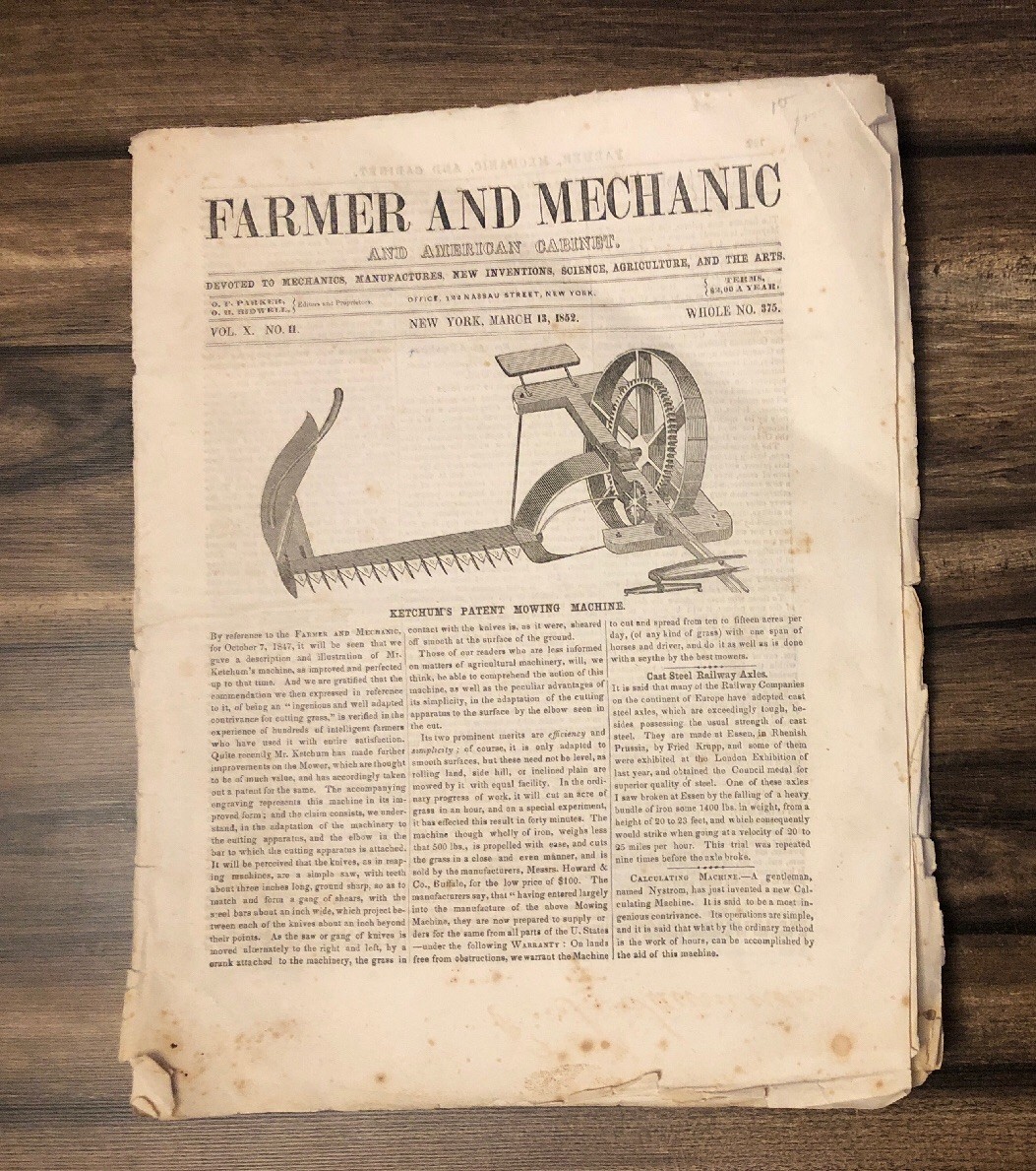 Rare Antique Farmer & Mechanic Newspaper 1852- science, engineering, patents, ad Rare Antique Farmer & Mechanic Newspaper 1852- science, engineering, patents, ad