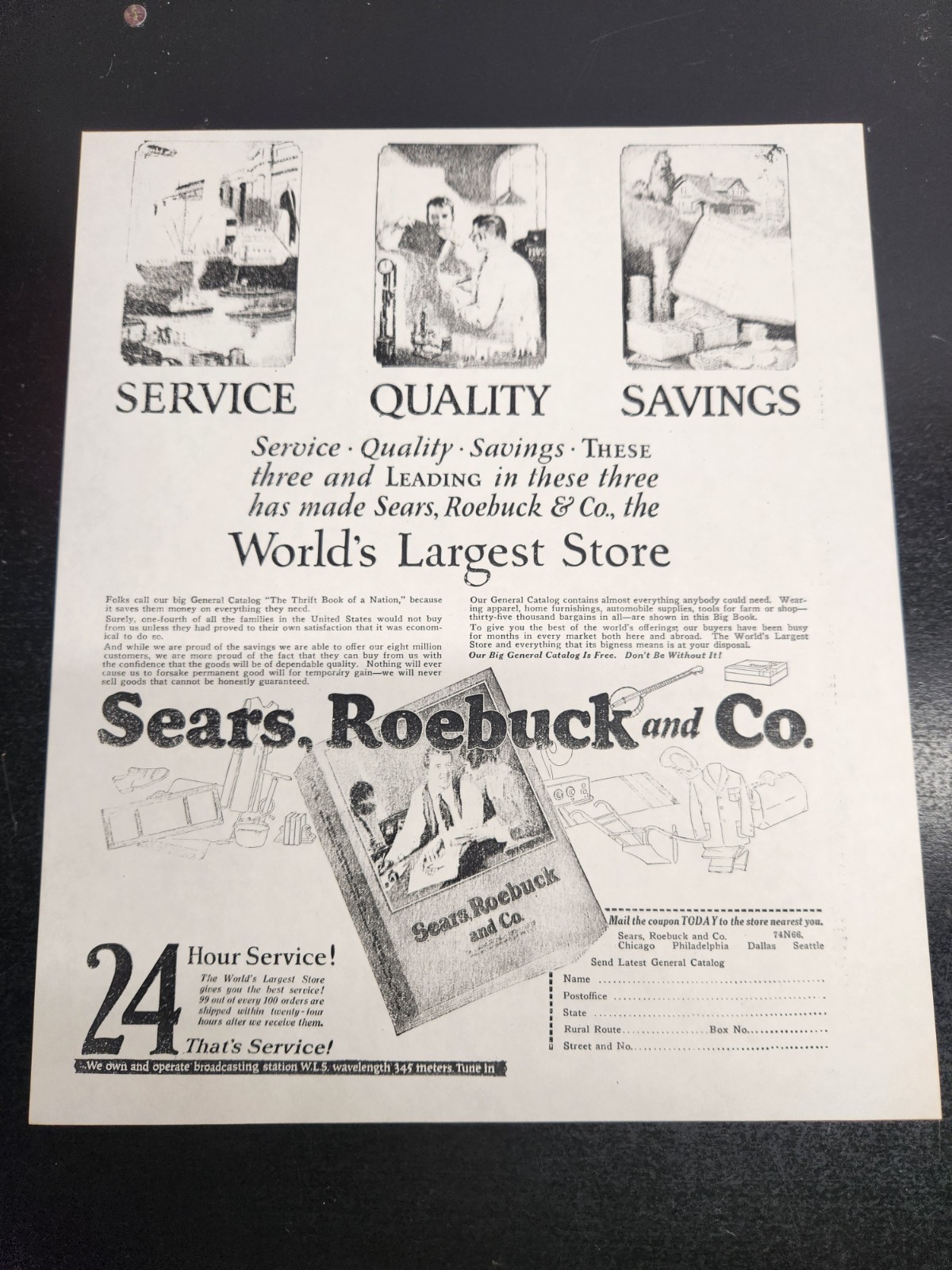 Vintage Sears, Roebuck and Company Mail Order Catalog Advertisement