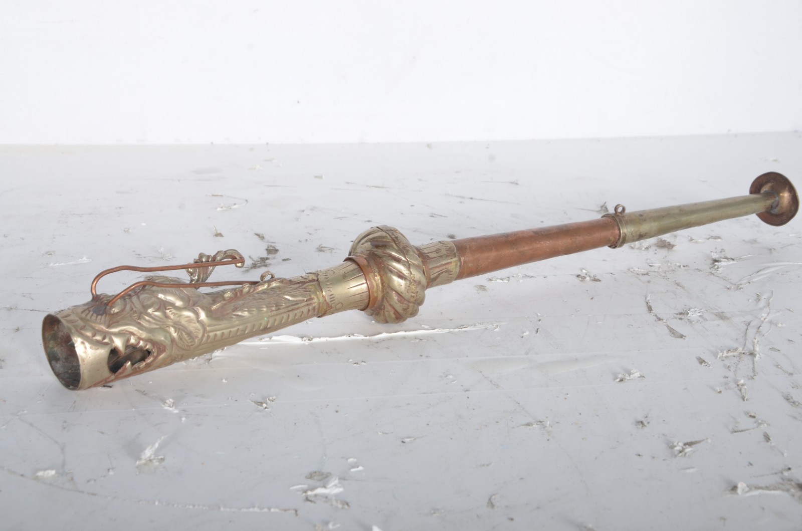 Vintage Tibetan Nepal Copper & Brass Dragon Horn Buddhist Trumpet 17