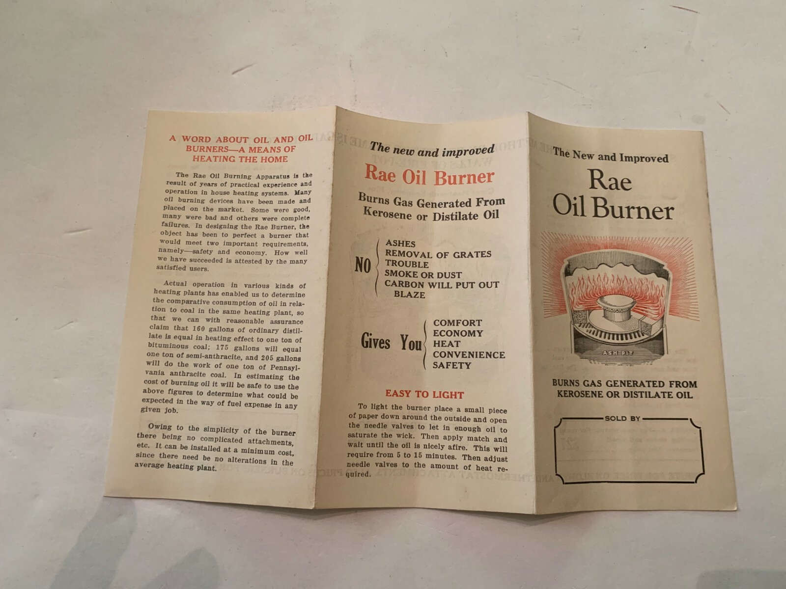 c.1930\'s Rae Oil Burner Company Sioux City Iowa Brochure