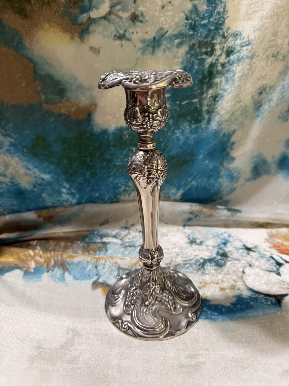Vintage 8.5 in GODINGER Silver Candlestick Holder / Grapevine Design Ornate Vintage 8.5 in GODINGER Silver Candlestick Holder / Grapevine Design Ornate