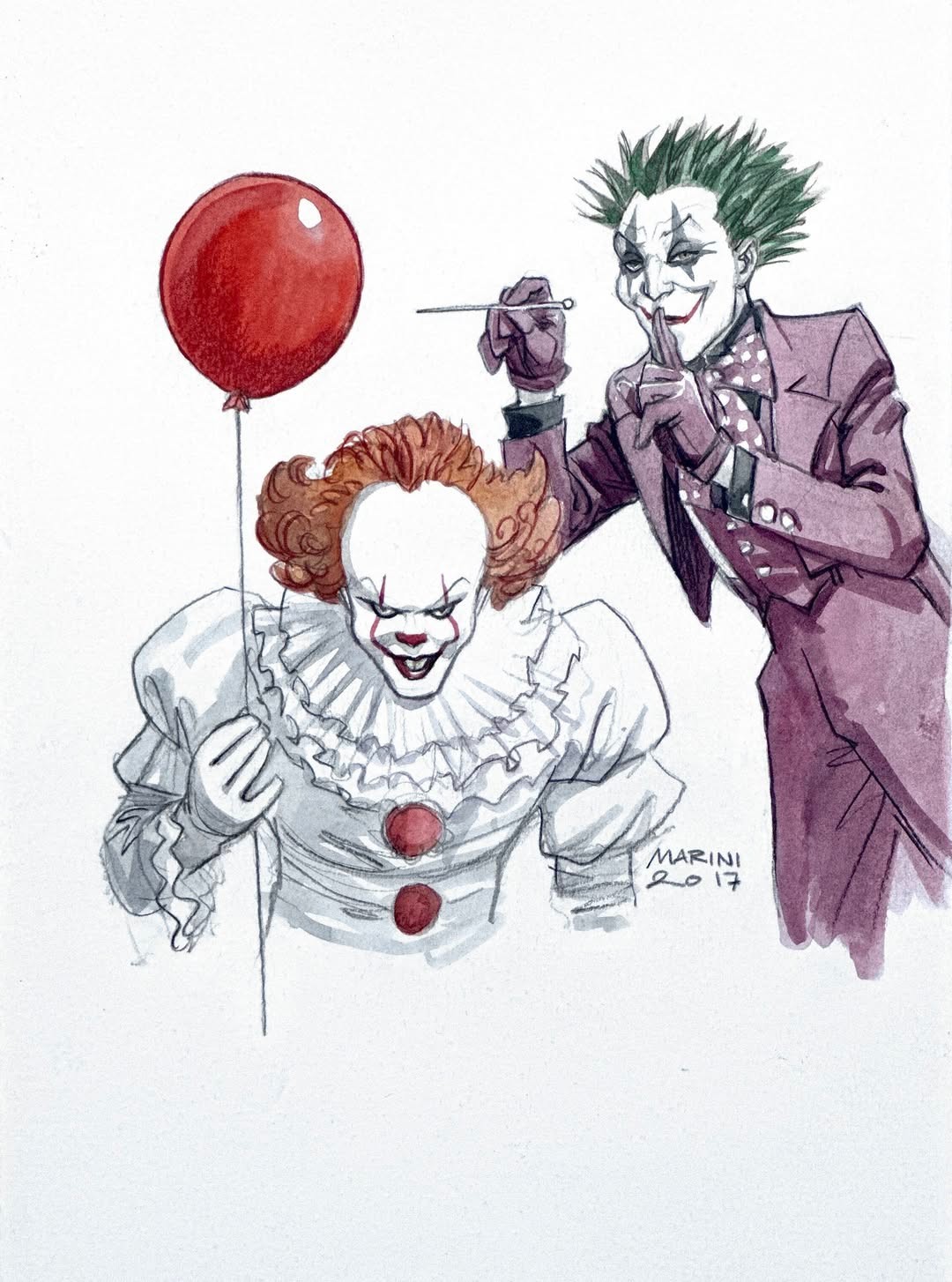 PENNY WISE AND JOKER ILLUSTRATION BY ENRICO MARINI