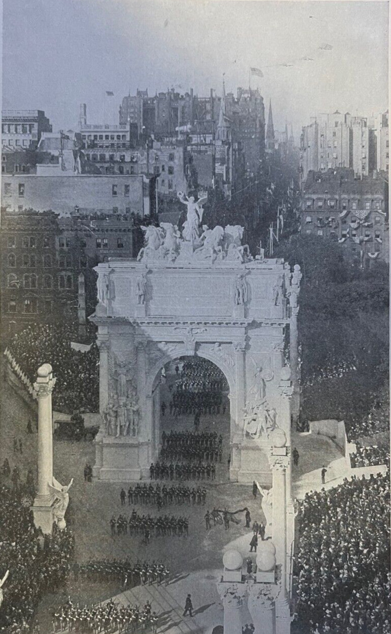1899 Vintage Magazine Illustration New York Triumphal Arch For Admiral Dewey