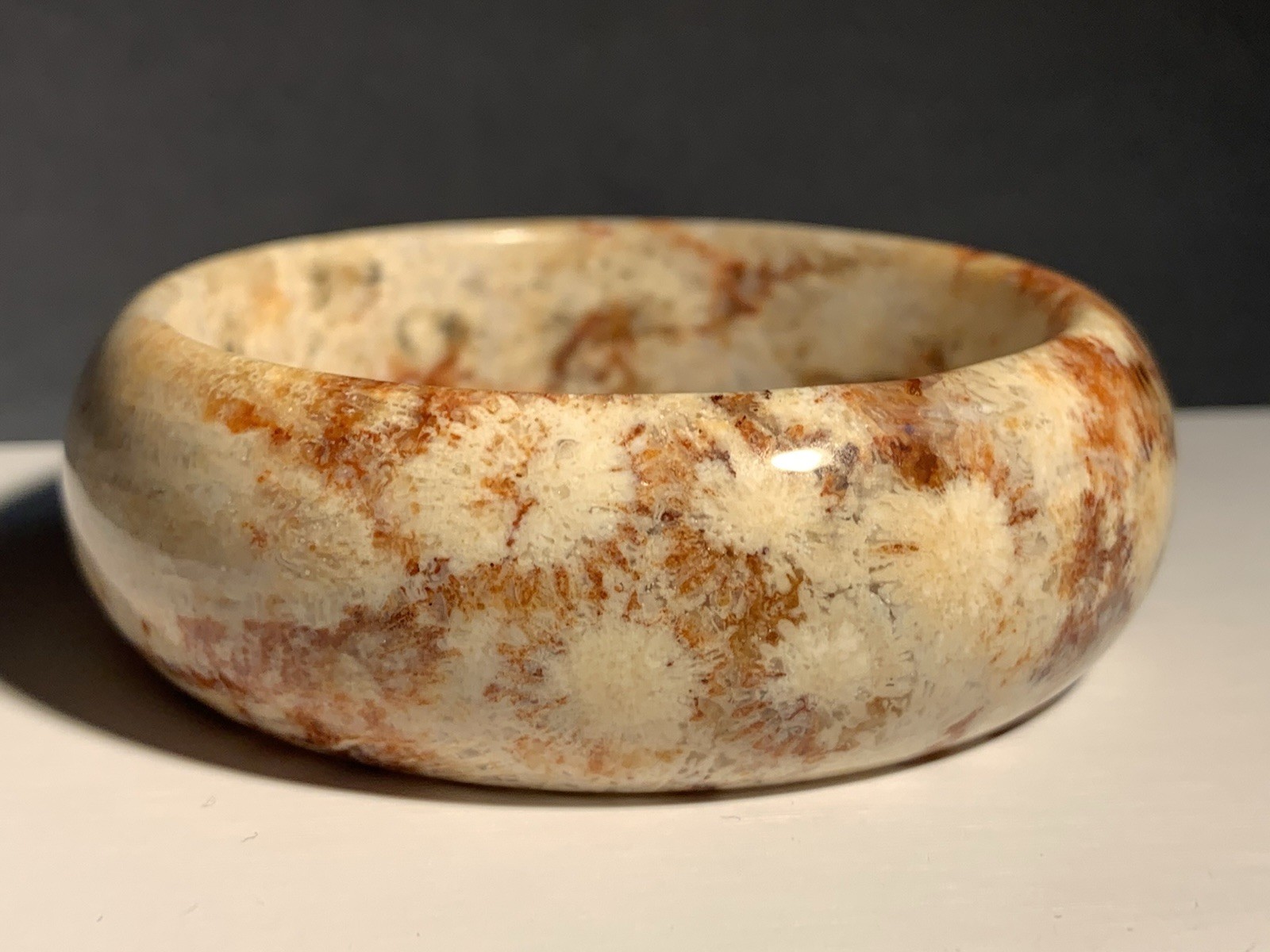 56.6mm Rare Natural Fossil Stone/ Silicified Coral Fossil Bangle