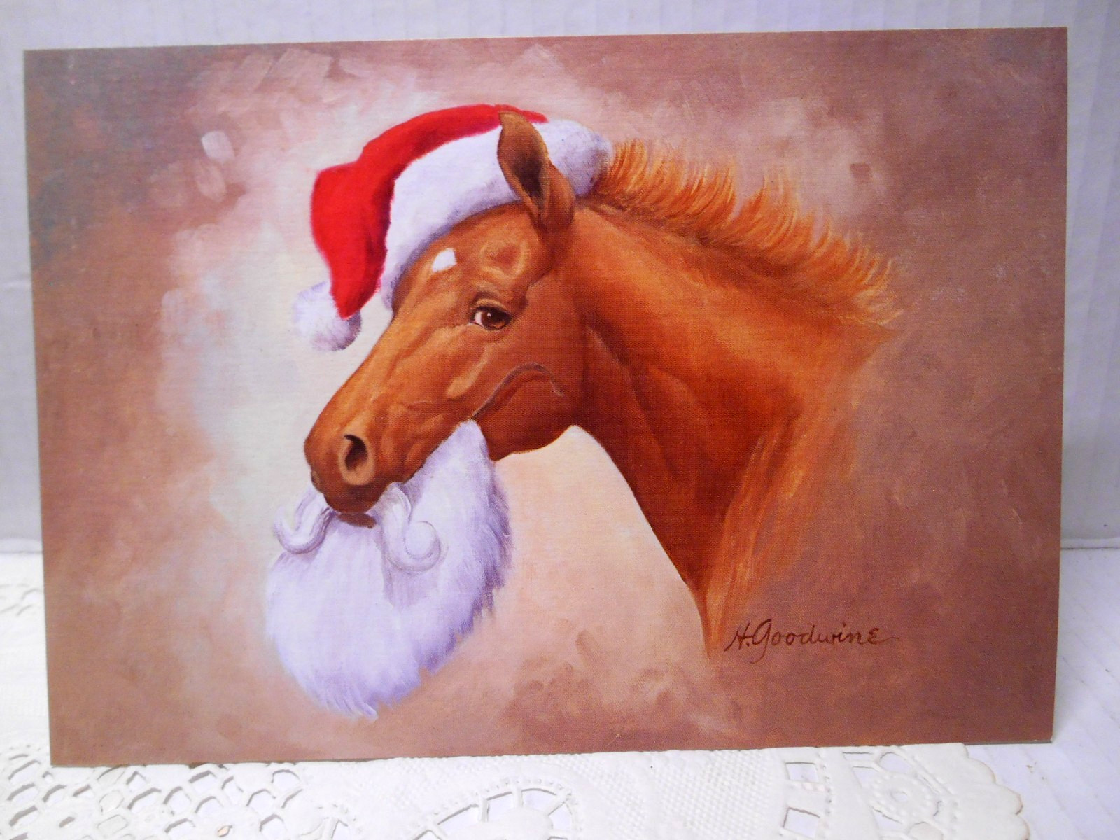 10 VTG Leanin Tree Western Christmas Greeting Cards Hildred Goodwine SANTA WHO?