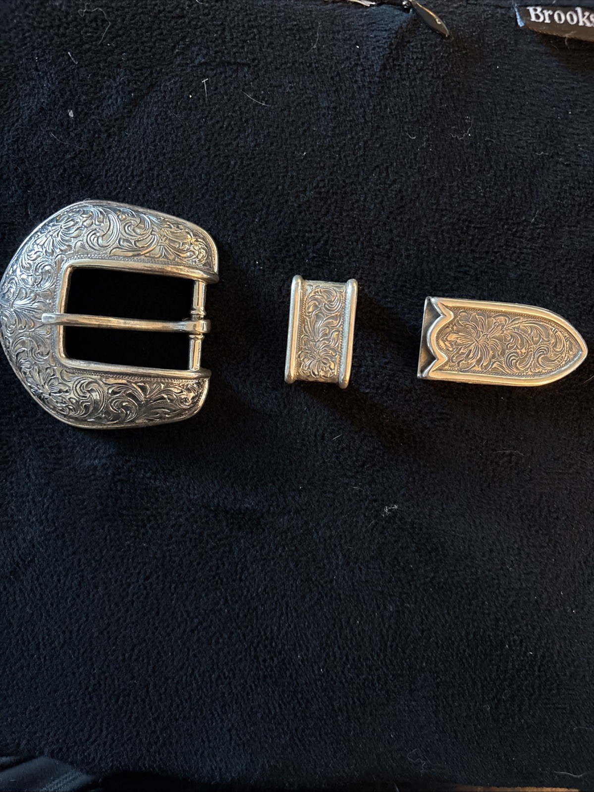 Chet Vogt Signature 1 Sterling 3 Piece Buckle Set. New. Never Worn. Made In USA