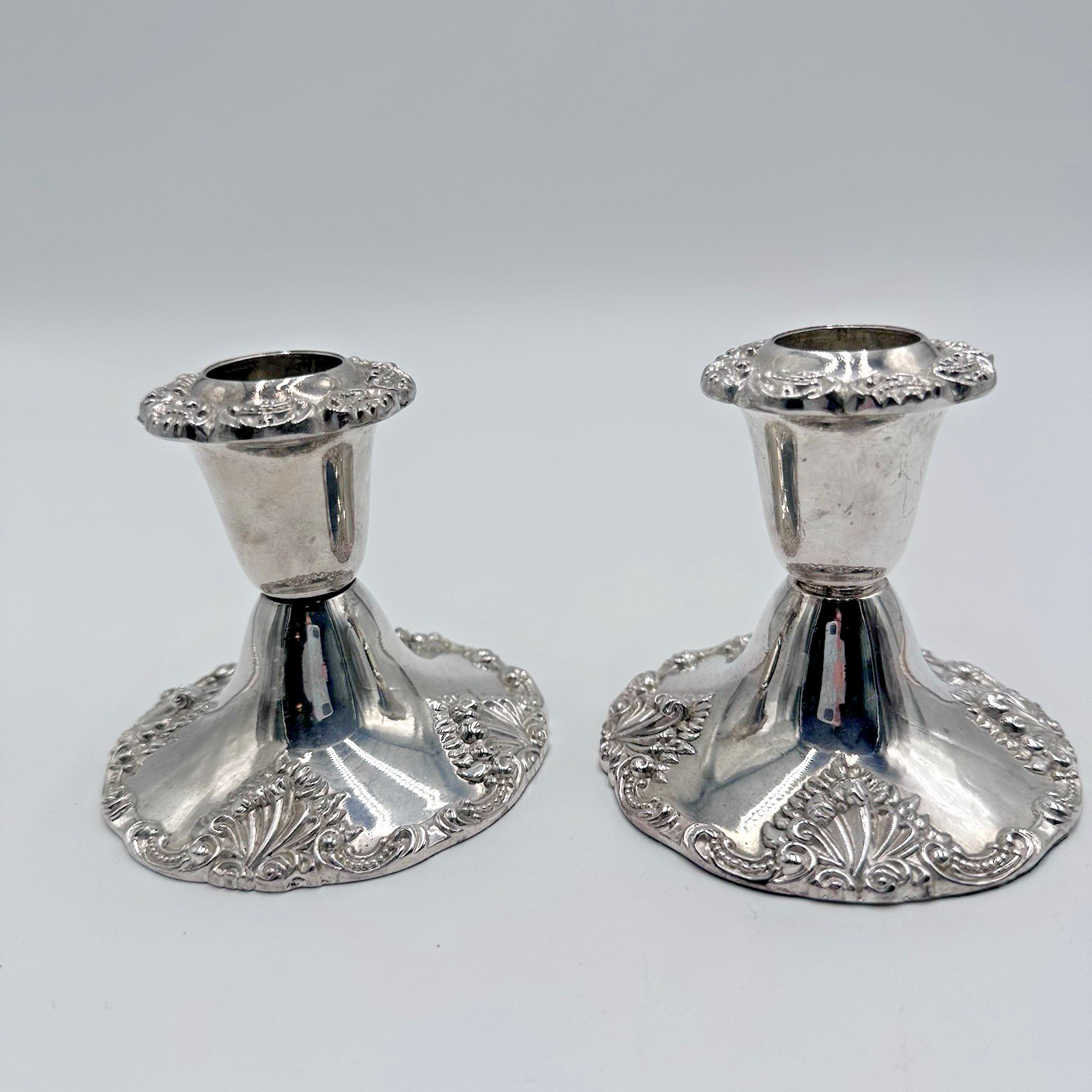 VTG Godinger Candle Holders Silver Plate Baroque Style Set of 2 VTG Godinger Candle Holders Silver Plate Baroque Style Set of 2