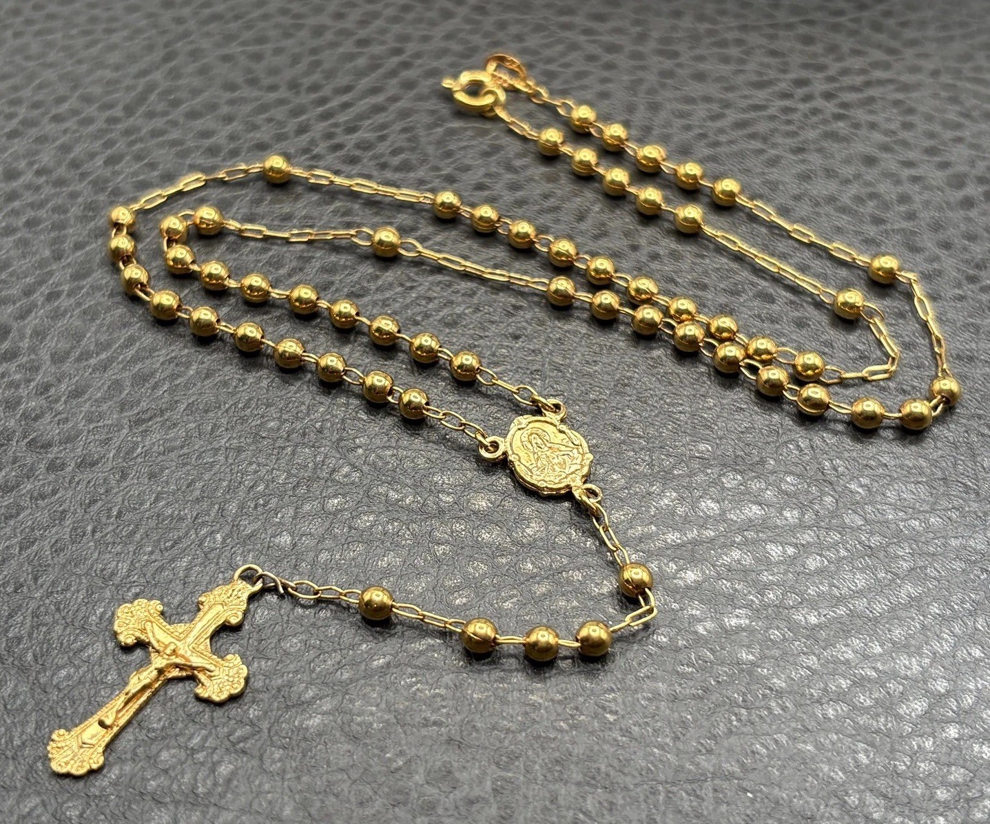 Vintage 10K Gold Filled Dainty Rosary Necklace Crucifix Cross And Medal 18” Vintage 10K Gold Filled Dainty Rosary Necklace Crucifix Cross And Medal 18”