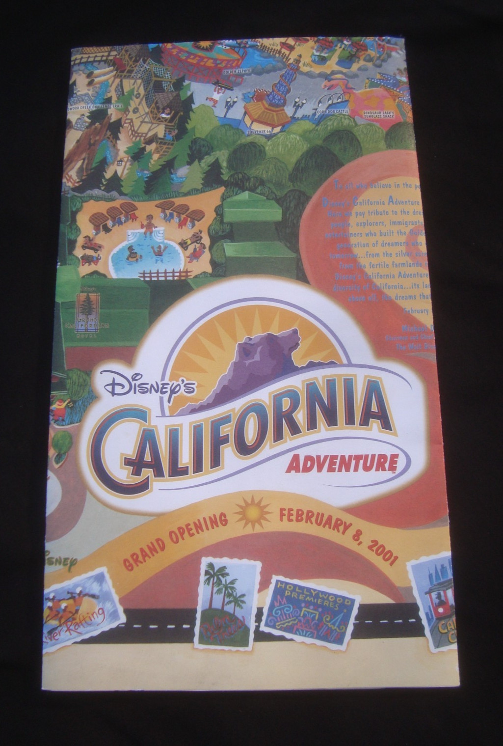 2001 Disney’s California Adventure GRAND OPENING DAY Fold Out Map 34x26.5” 2001 Disney’s California Adventure GRAND OPENING DAY Fold Out Map 34x26.5”